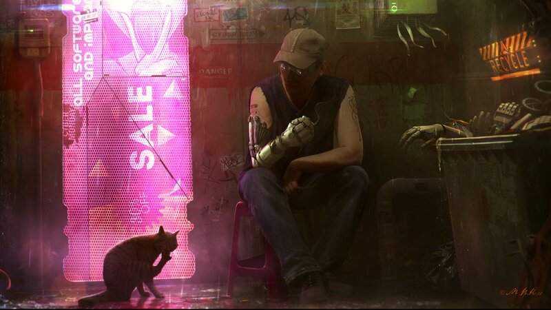 Cyborg Man with Cat