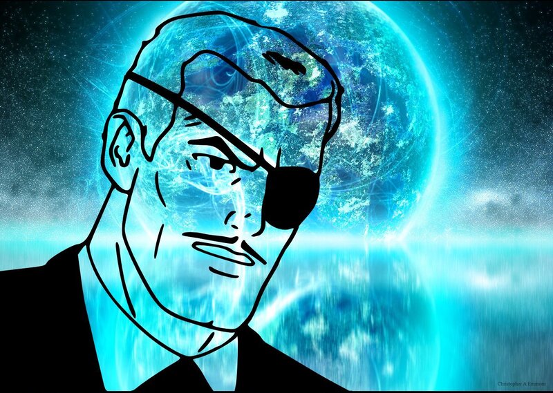 cyborg man with eyepatch