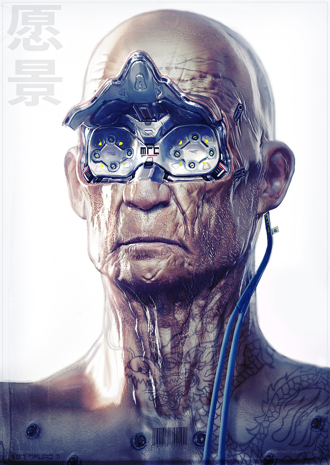 cyborg man with goggles