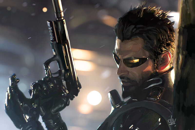 Cyborg Man with Gun — Black, Dramatic