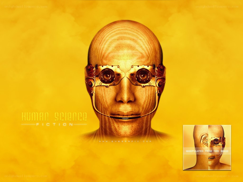 cyborg man with mechanical eyes
