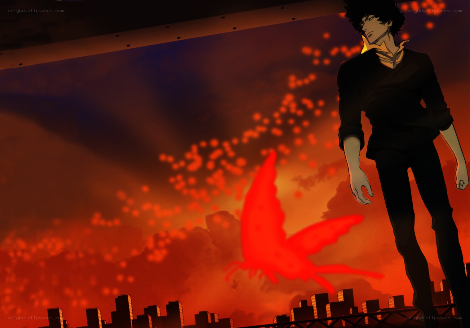 cyborg man with red butterfly