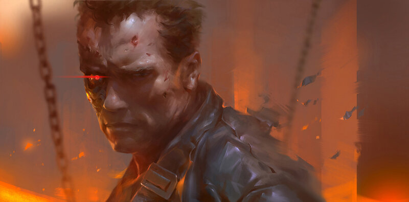 Cyborg Man with Red Eye — Orange