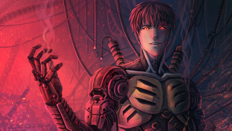 Cyborg Man with Red Eyes