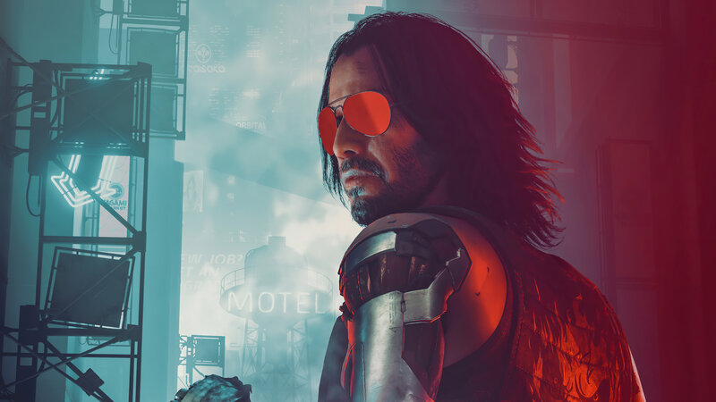 Cyborg Man with Sunglasses — Red, Dramatic