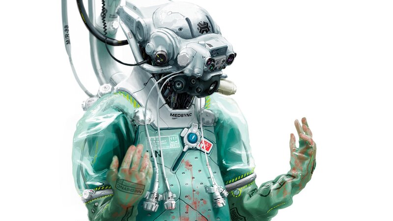 Cyborg Medical Worker — White