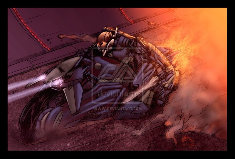 cyborg on a motorcycle