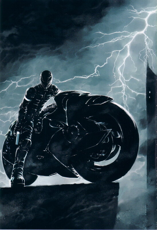 Cyborg on a motorcycle