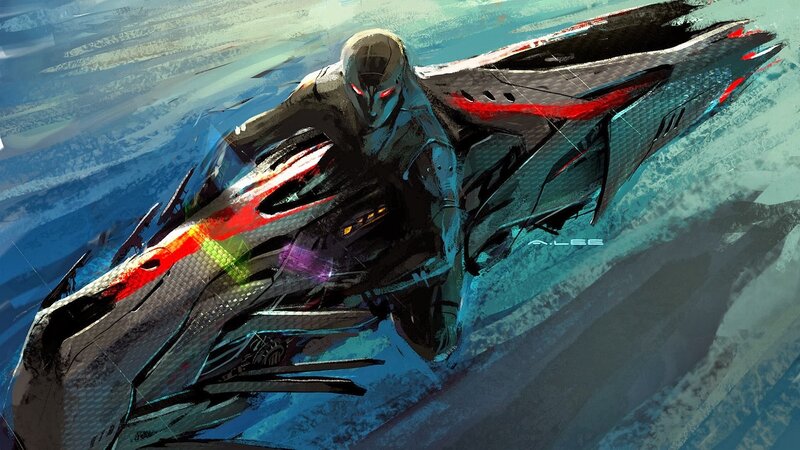 Cyborg on Futuristic Bike