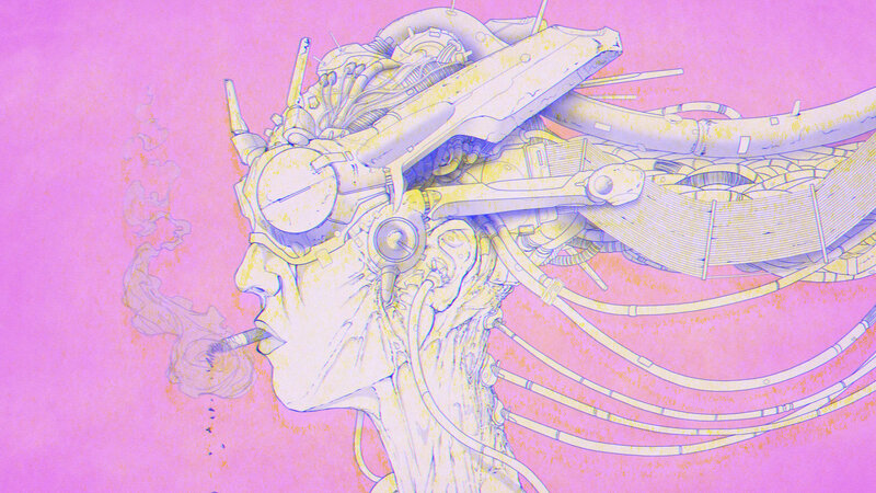 Cyborg Person Smoking — Pink