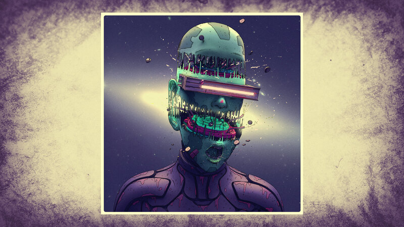 Cyborg Person with Melting Face