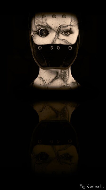cyborg portrait with reflection