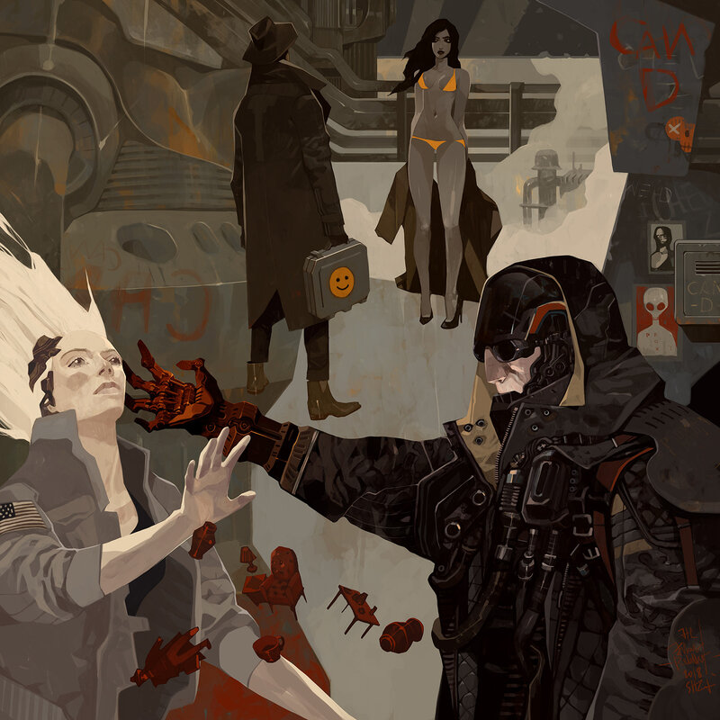 Cyborg Reaching for Woman