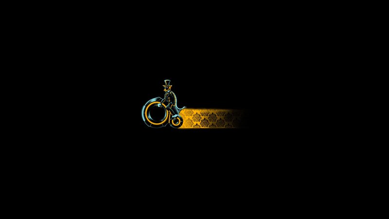 Cyborg Rider on Motorcycle — Black, Dramatic