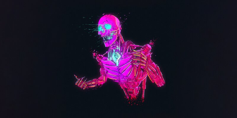 Cyborg Skeleton Figure — Pink
