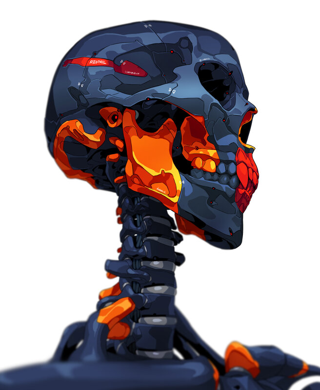 Cyborg Skull and Spine