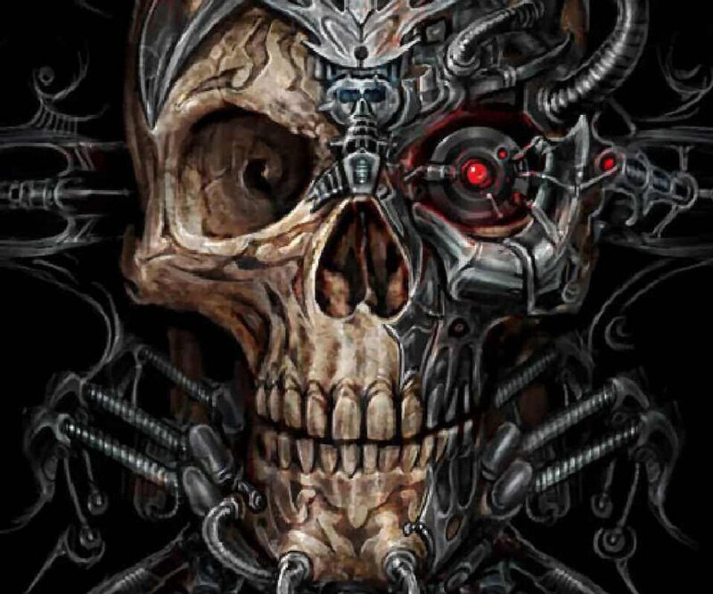 Cyborg Skull — Black, Dark