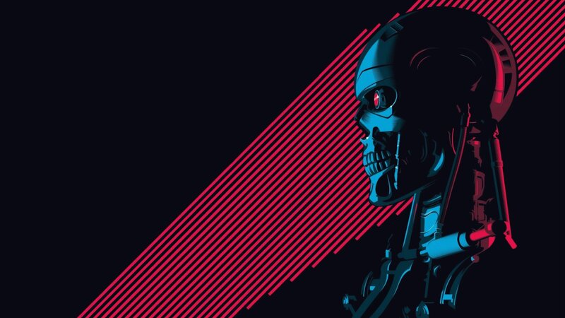 Cyborg Skull — Black, Dramatic, Digital Art