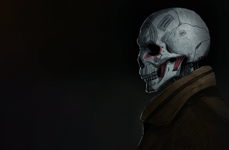 Cyborg Skull Figure — Black
