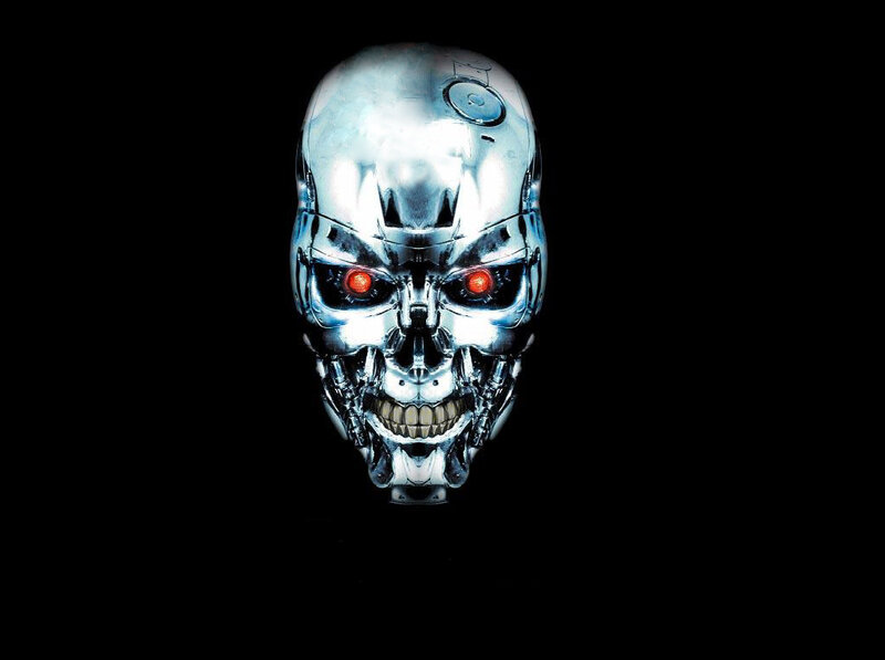 Cyborg Skull Head — Black, Dramatic, 3d Render