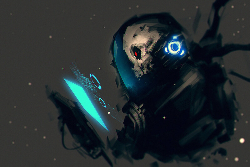 Cyborg Skull in Space — Black