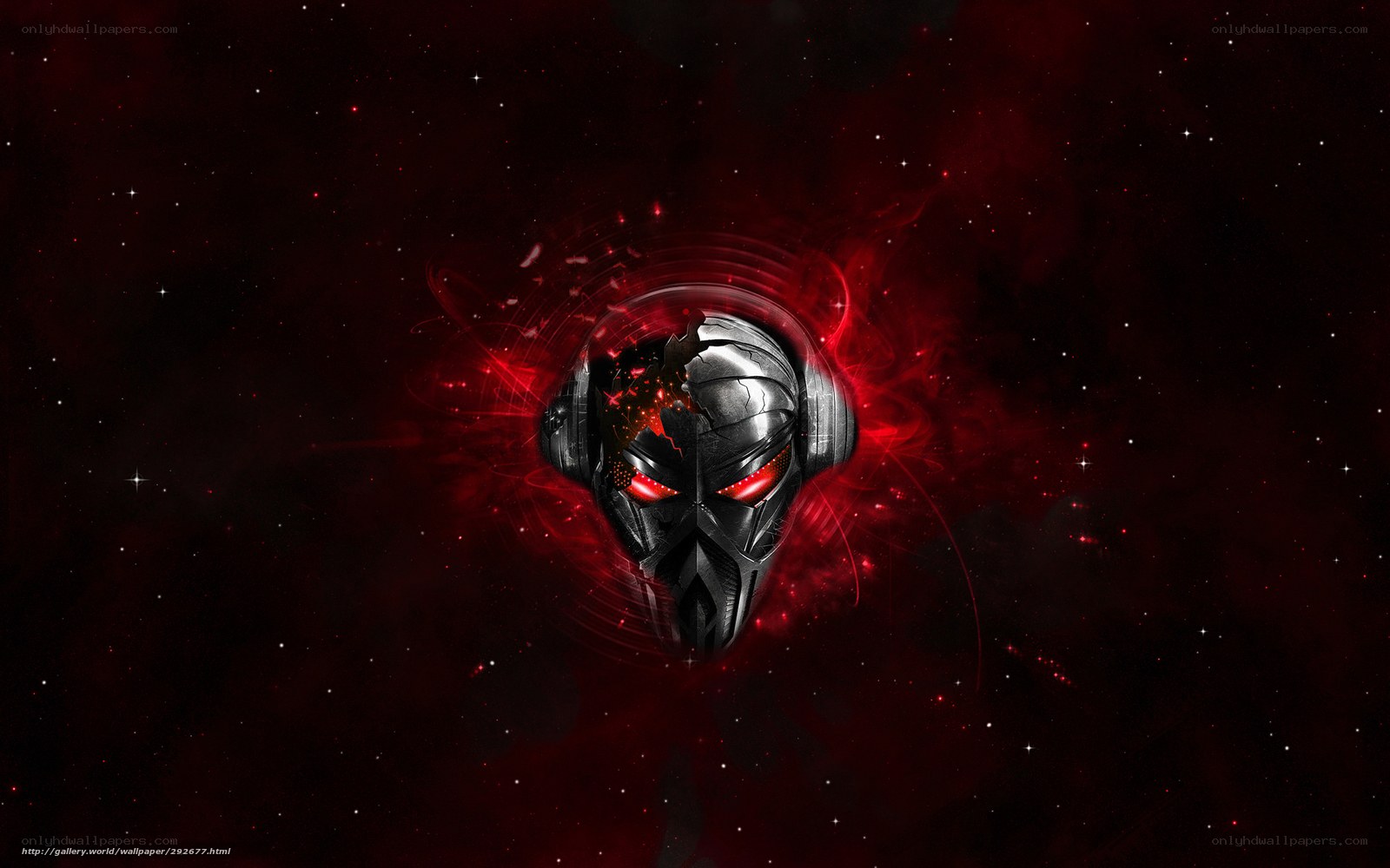 cyborg skull in space