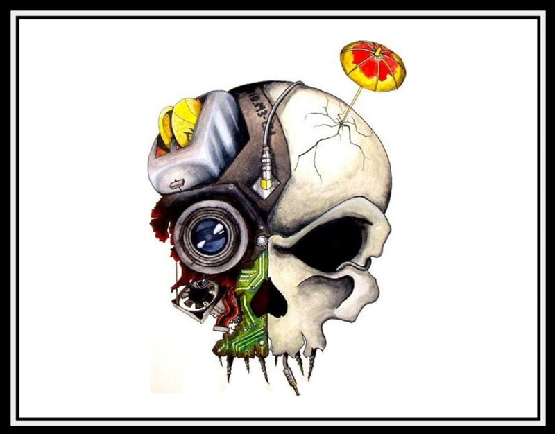 Cyborg Skull — White