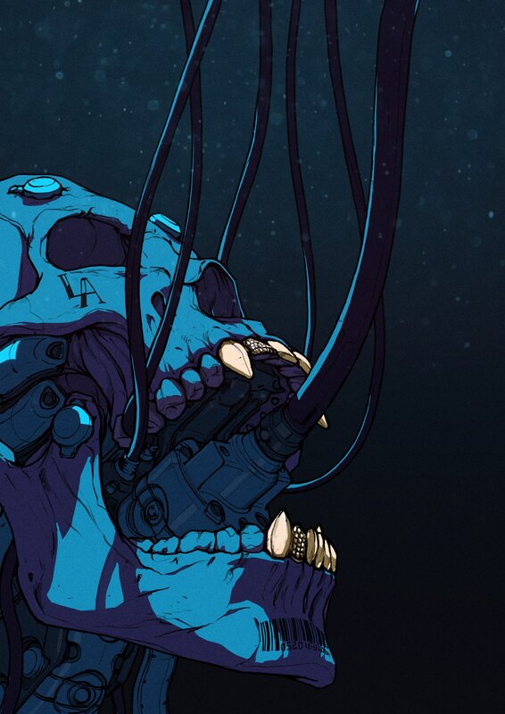 Cyborg Skull with Wires