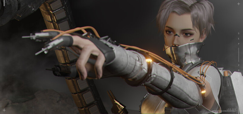 Cyborg Soldier Aiming Weapon