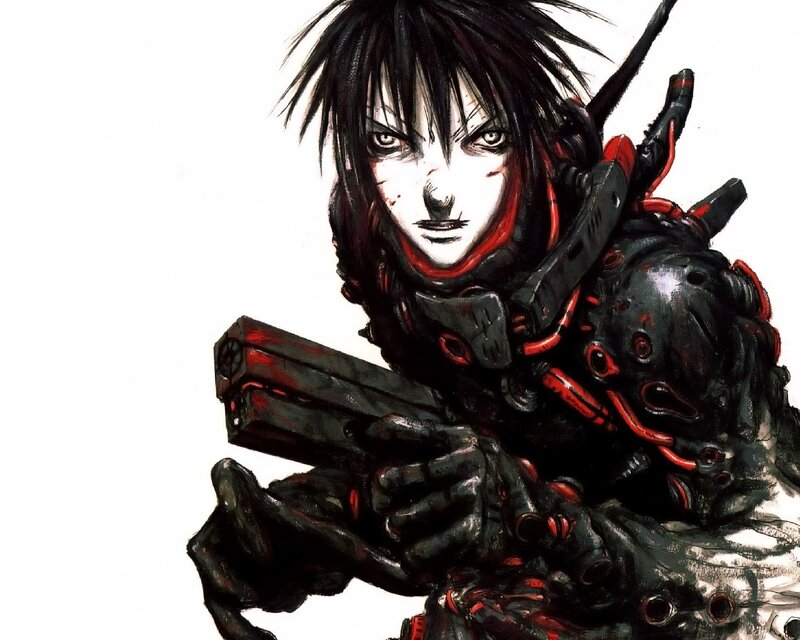 Cyborg Soldier Holding Gun — Black, Dramatic