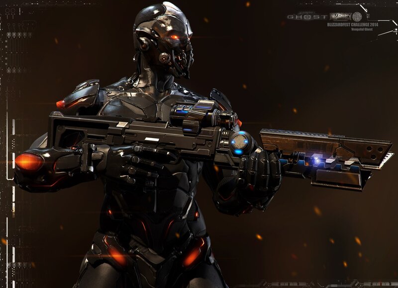 Cyborg Soldier Holding Rifle