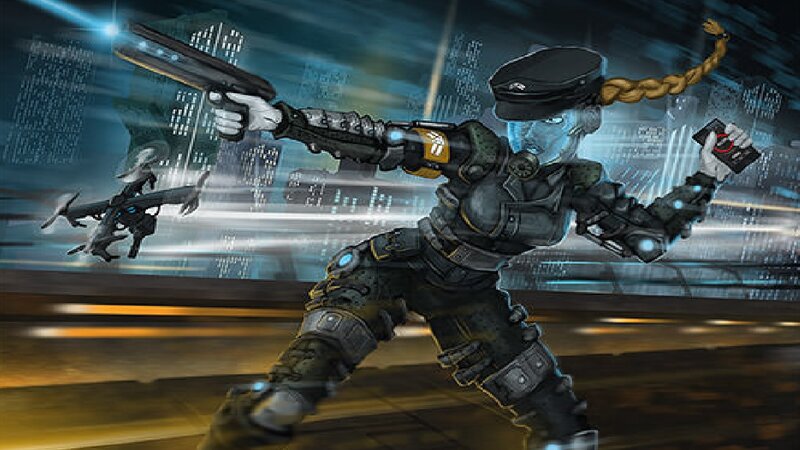 Cyborg Soldier in Action — Blue