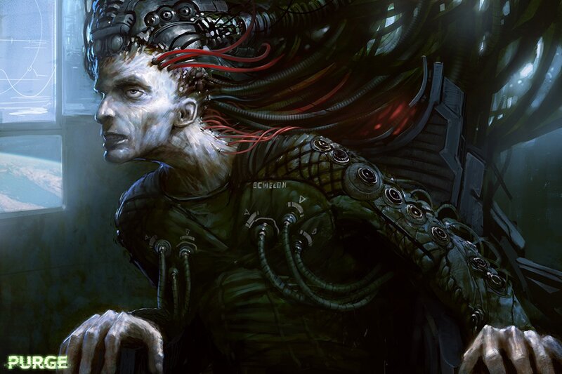 cyborg soldier in cockpit