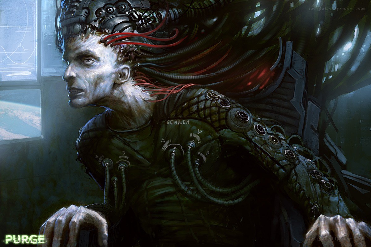 cyborg soldier in cockpit
