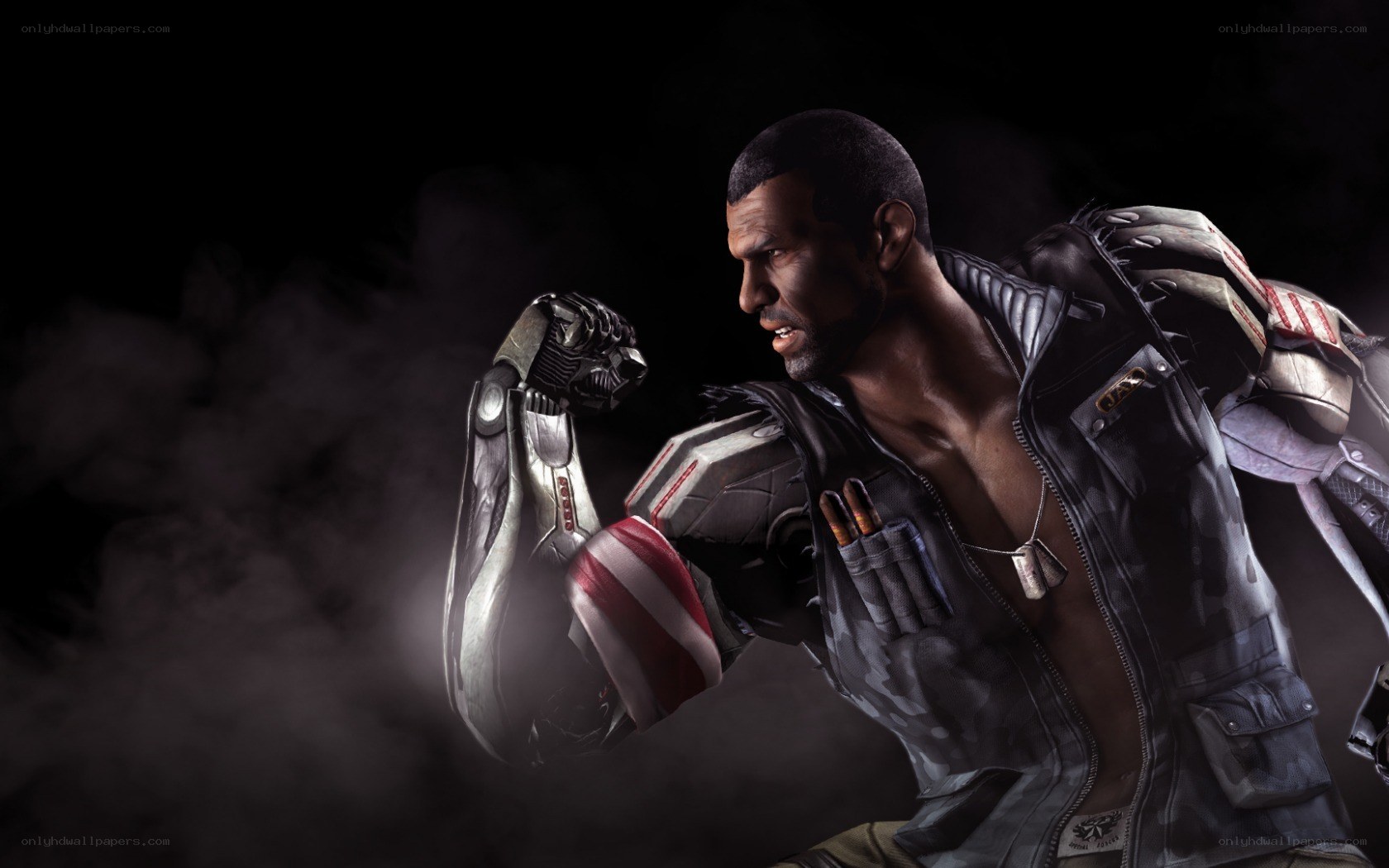 cyborg soldier in combat stance