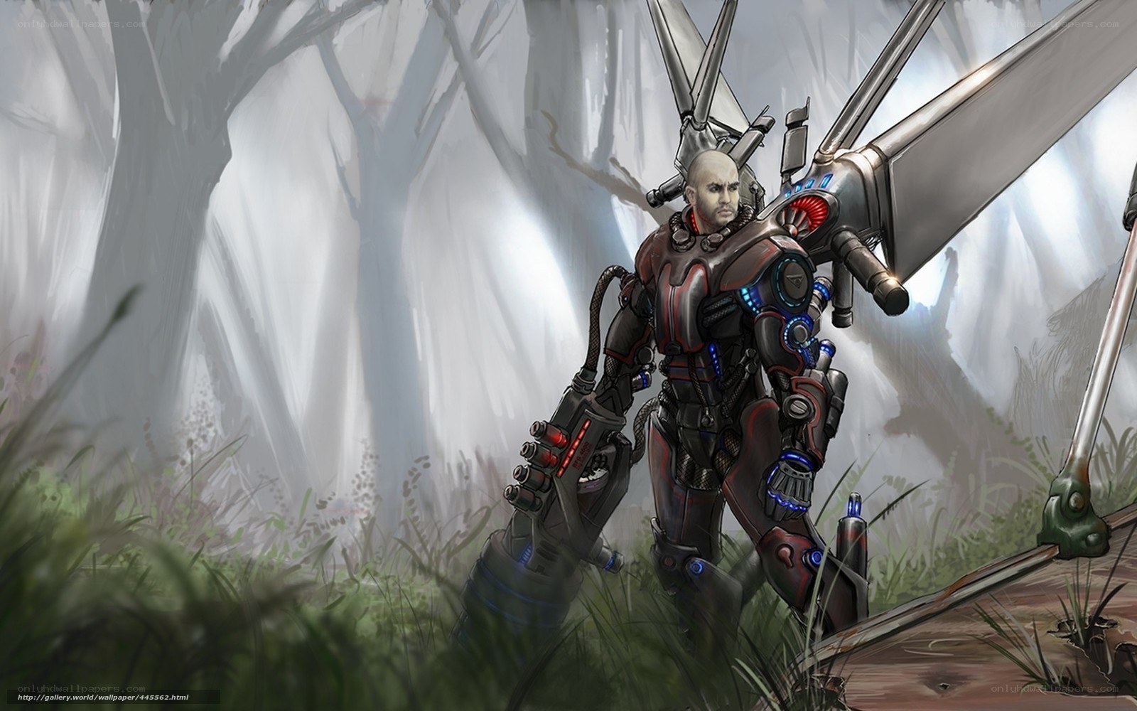 cyborg soldier in forest