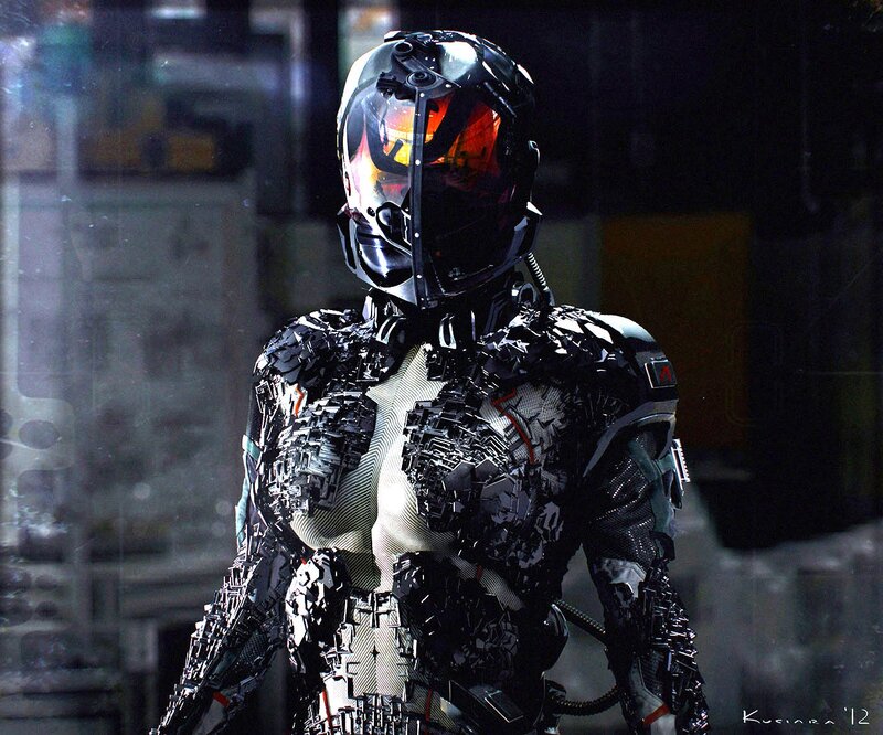 cyborg soldier in futuristic armor