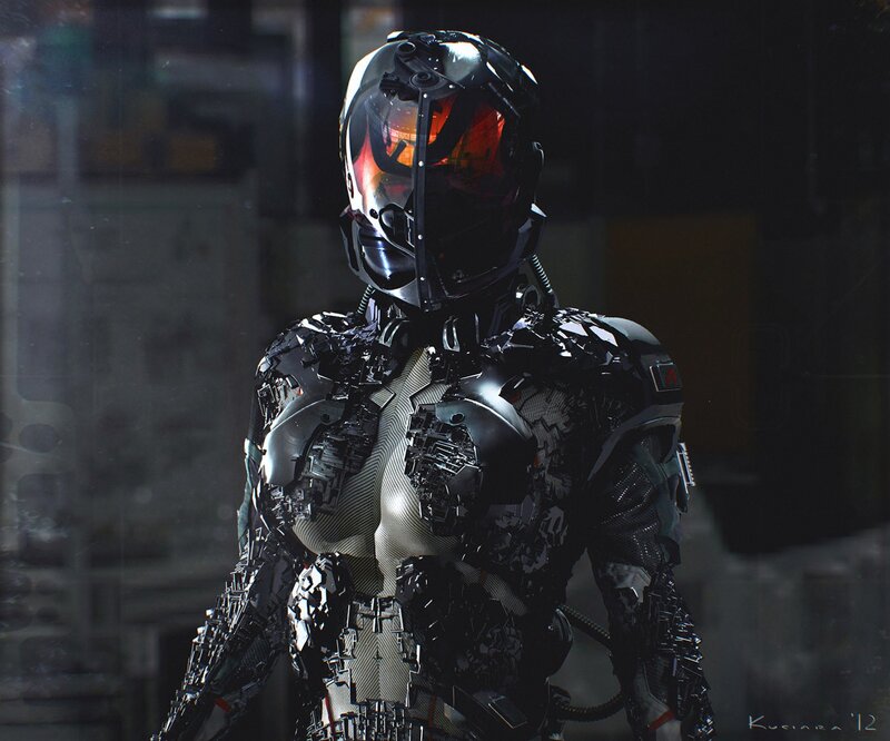 cyborg soldier in futuristic armor