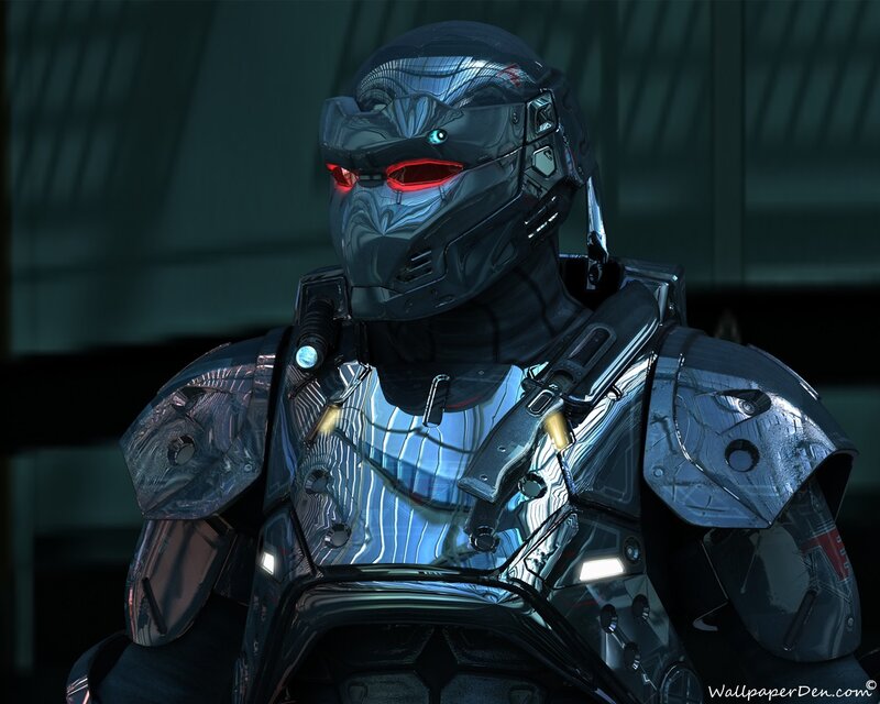 cyborg soldier in futuristic armor