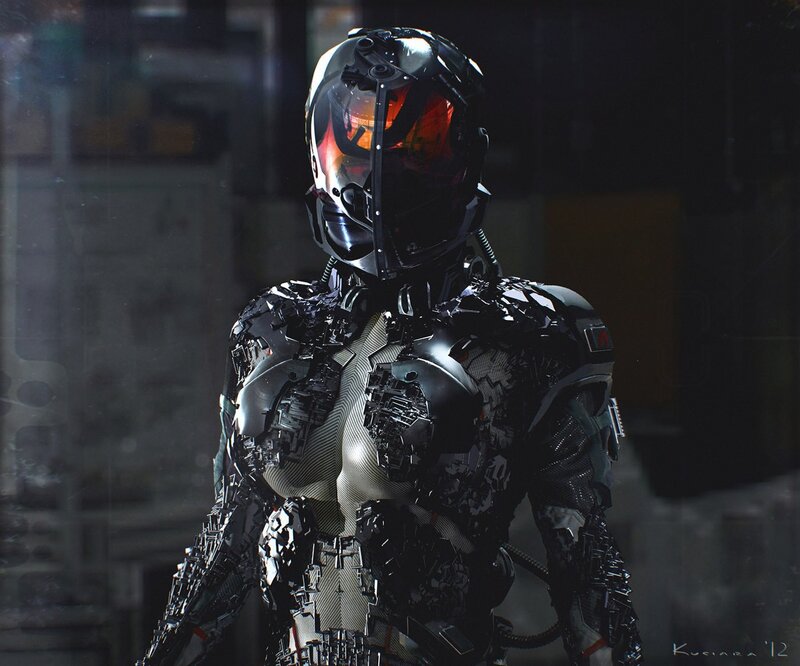 cyborg soldier in futuristic armor