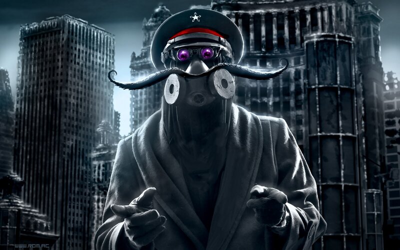 cyborg soldier in ruined city