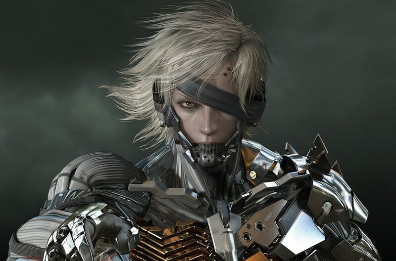 Cyborg Soldier with Blonde Hair — Gray, Dramatic, 3d Render, Mechanical Armor, Eye Patch