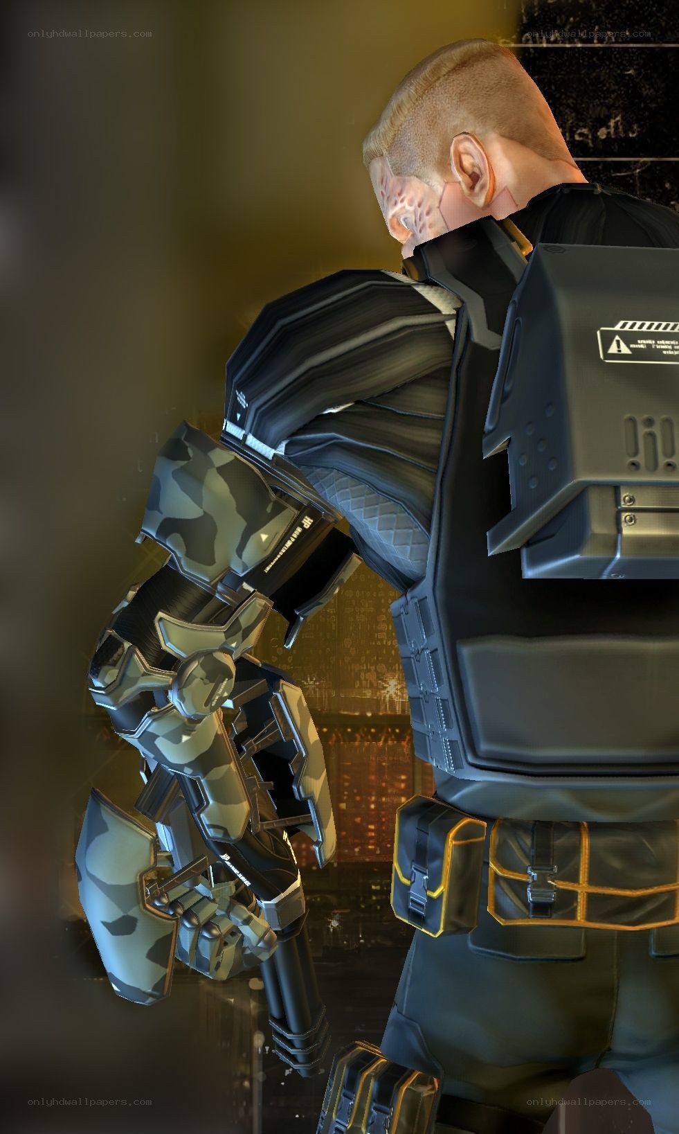 cyborg soldier with camouflage arm