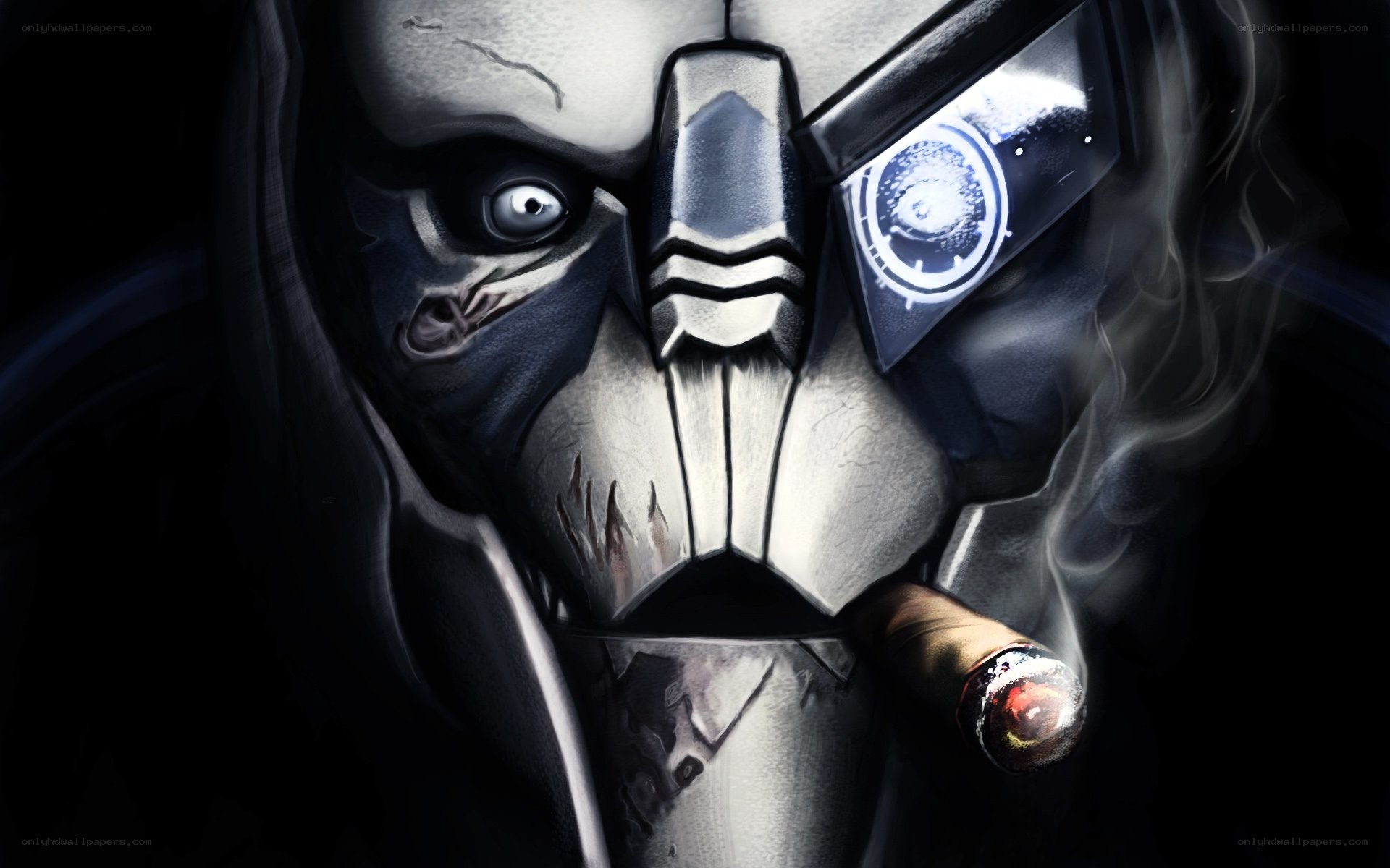 cyborg soldier with cigar