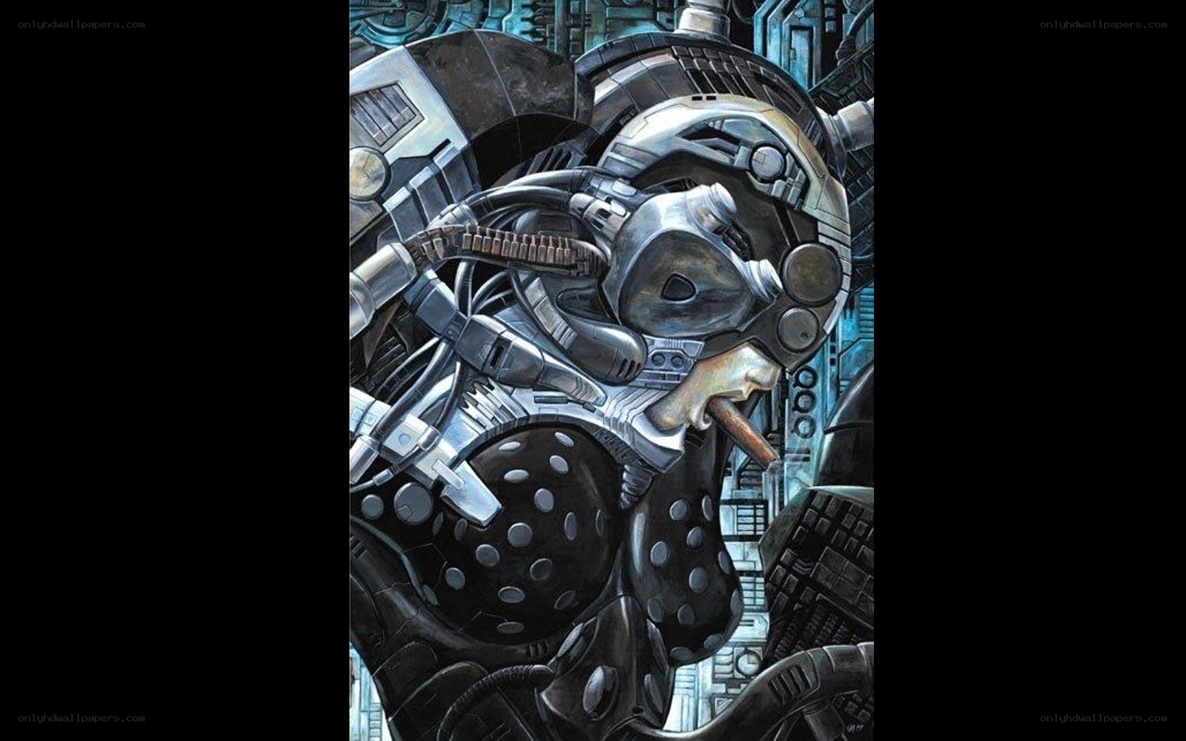 cyborg soldier with cigar
