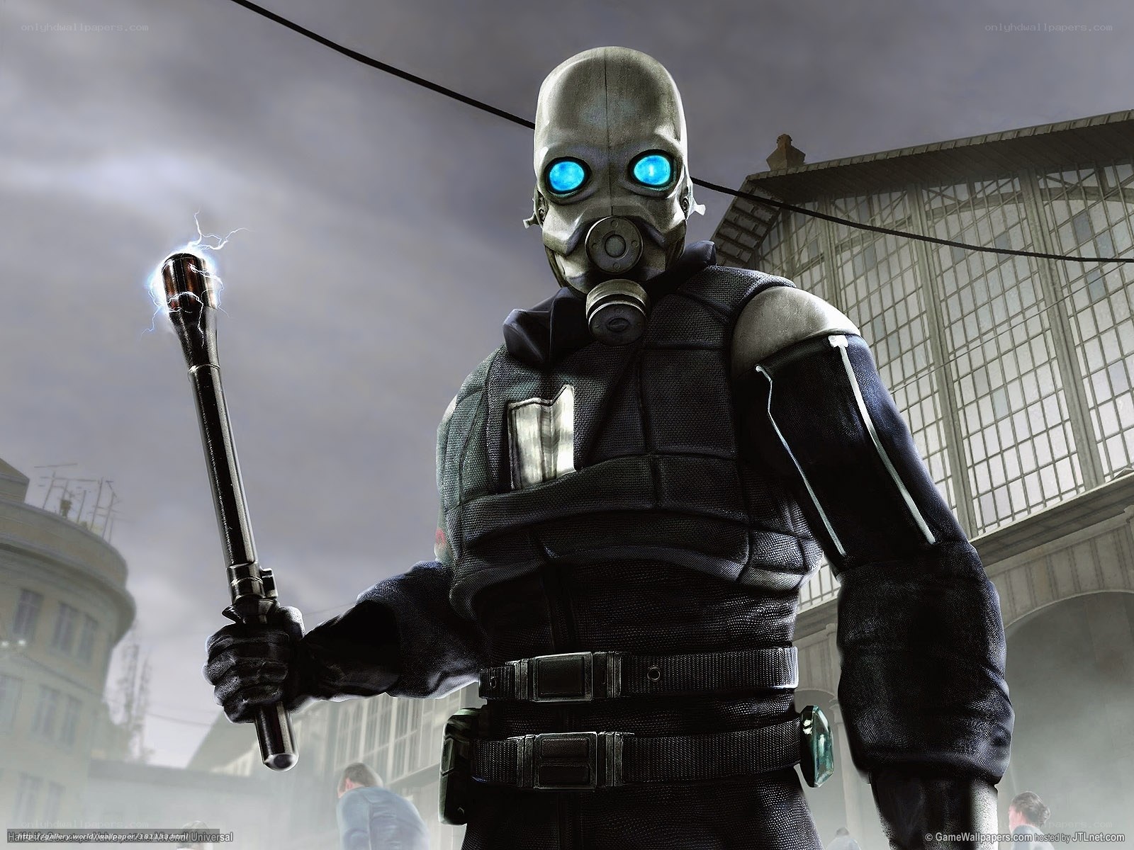 cyborg soldier with electric baton