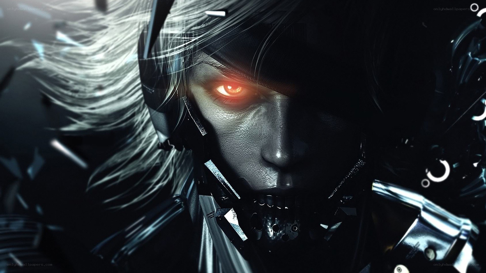 cyborg soldier with glowing eyes