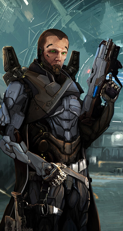 Cyborg Soldier with Gun — Gray