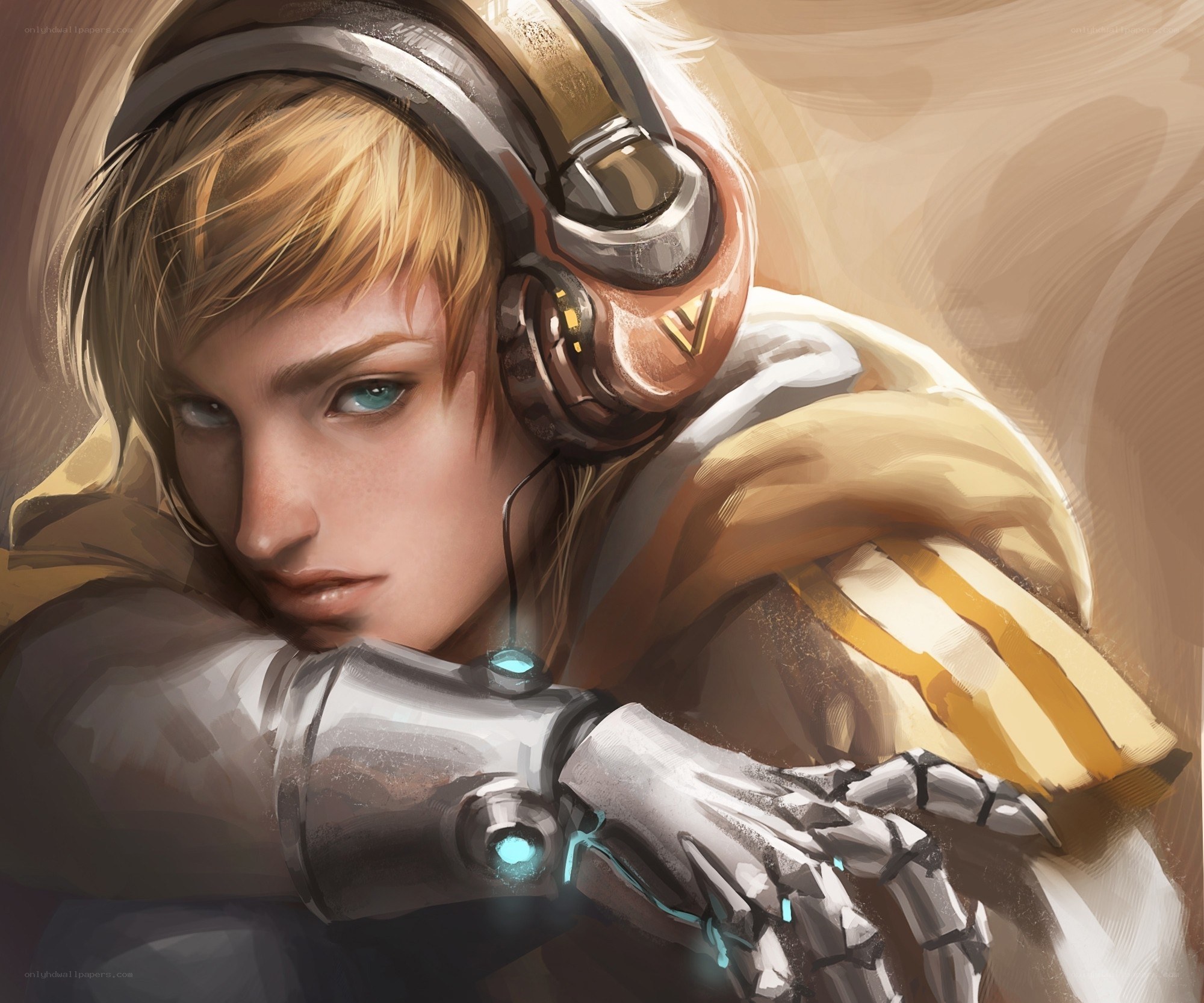cyborg soldier with headphones