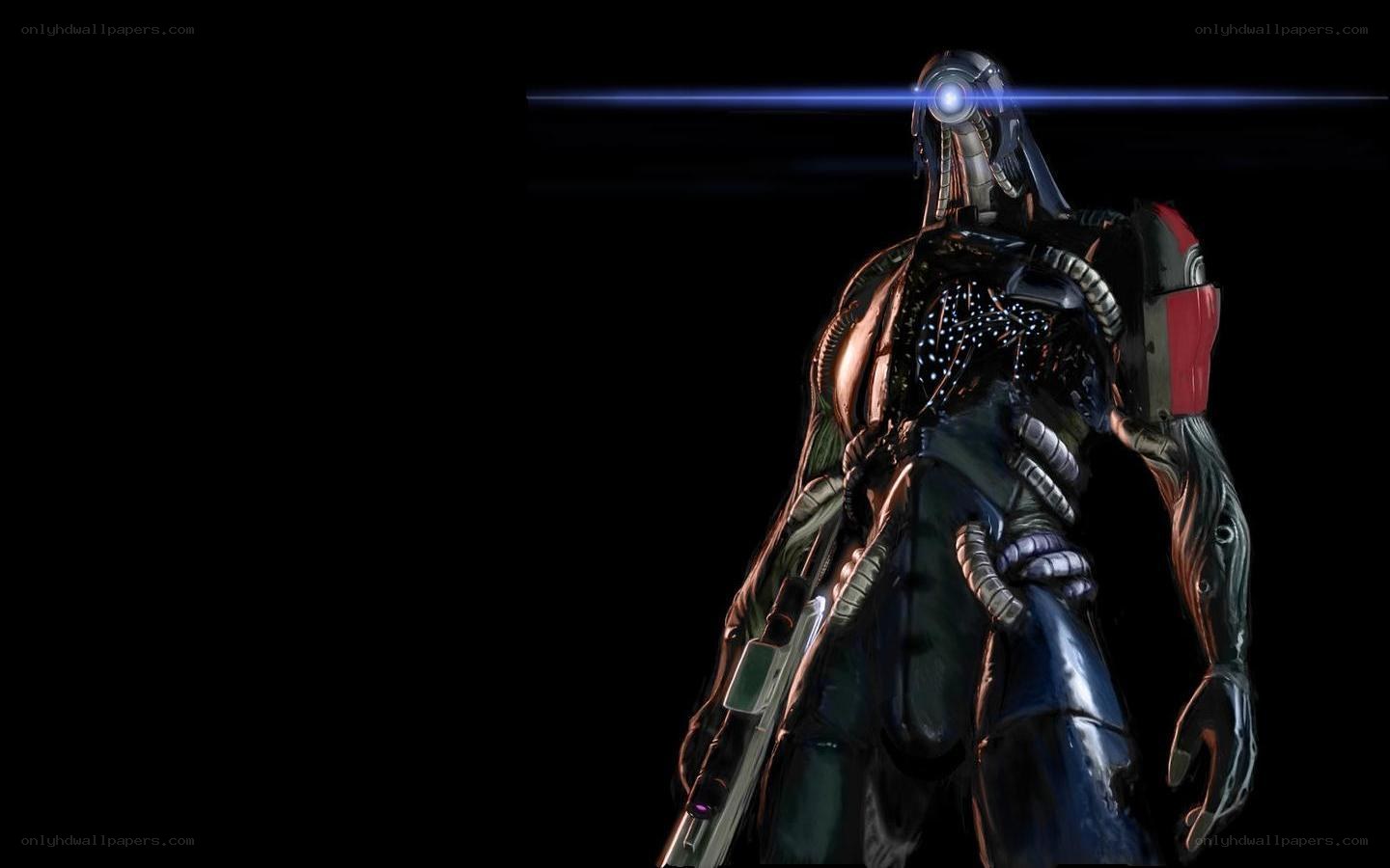 cyborg soldier with laser eye